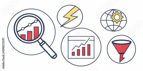 a collection of business analysis icons Vector