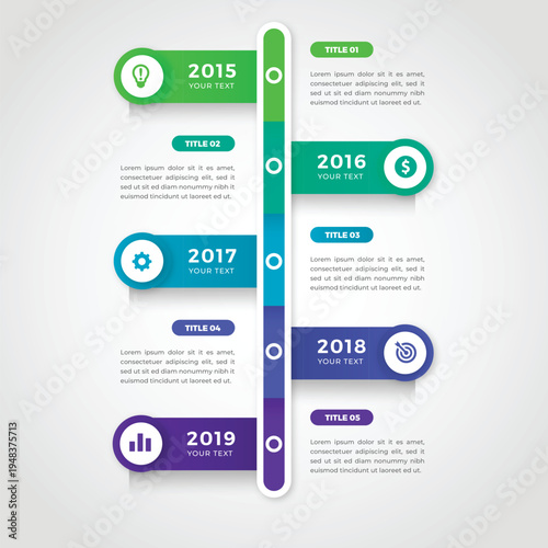 Infographic template for business with timeline diagram and 5 years concept.