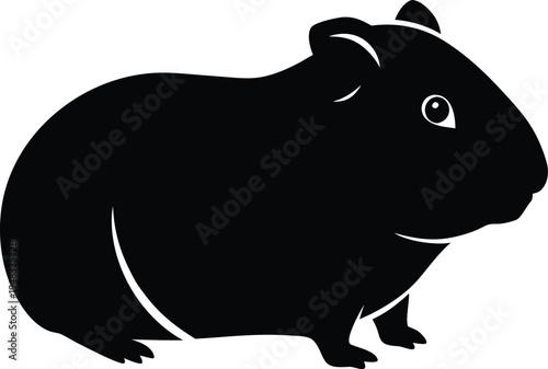Guinea Pig Flat Icon Style Silhouette Vector Art Illustration