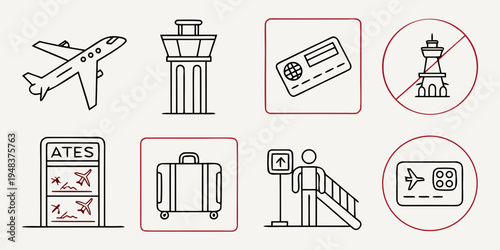 a collection of airport and travel related icons Vector