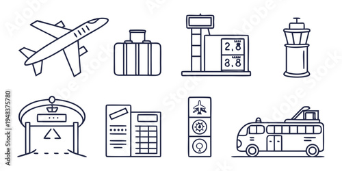 various travel related icons Vector