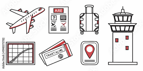 a set of travel and airport related icons Vector