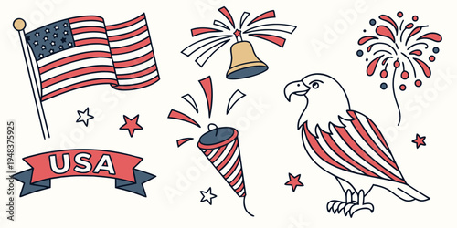 patriotic american symbols and icons Vector