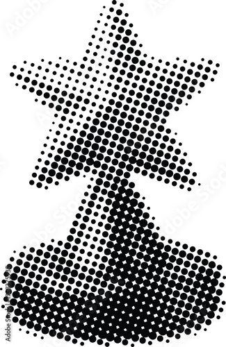 Halftone illustration of a pawn chess piece made of black dots on white background