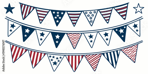 patriotic banner with american flags and stars Vector