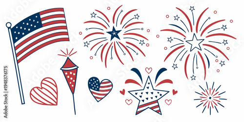 patriotic icons and symbols for independence day Vector