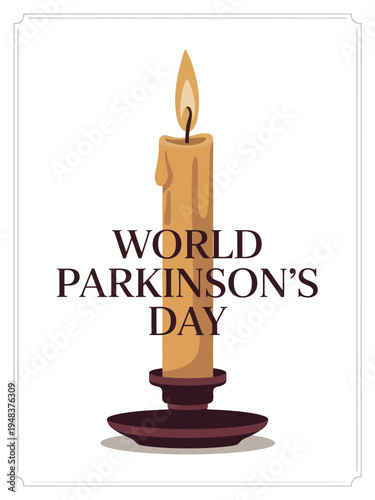World Parkinson’s Day Candle Flame Awareness Illustration for Neurological Disorder Support Medical Health Vector
