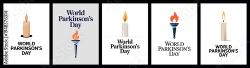 World Parkinsons Day with Candle and Torch Symbols for Awareness