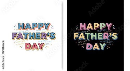 Happy father's day greeting card with colorful text