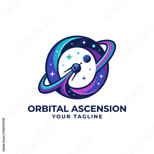 This illustration depicts a futuristic cosmic scene with planets and stars, designed to invoke feelings of wonder and exploration in a stylized, vibrant color palette.