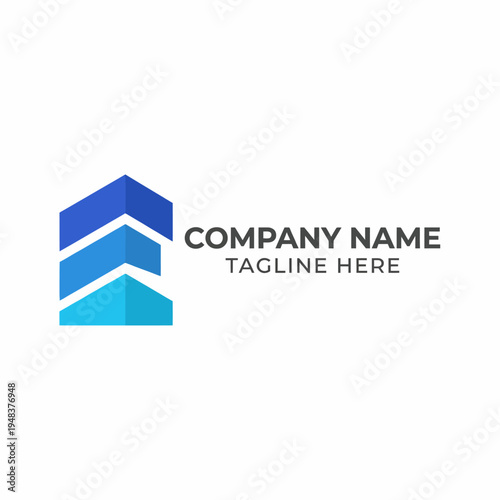 An abstract logo featuring stacked blue geometric shapes representing stability and professionalism, perfect for a corporate company or startup looking for a modern image.