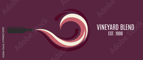 A captivating design featuring a wine bottle and a swirling blend of red and white wine, representing the art of winemaking and the elegance of vineyard culture.