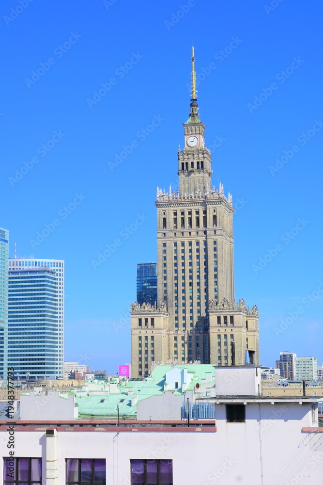 Obraz premium Palace of Culture and Science skyscraper in Warsaw city Poland