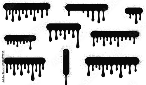 Black ink drips in rectangular and vertical shapes for creative and artistic design projectsBlack ink drips in rectangular and vertical shapes for creative and artistic design projects