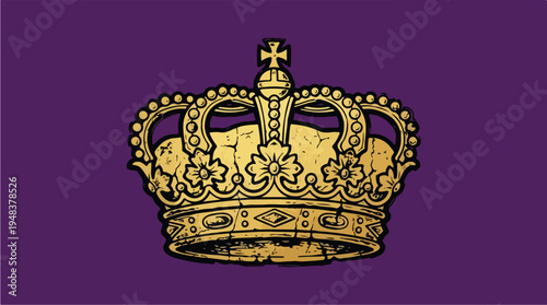 Golden Royal Crown on a Regal Purple Background 1.