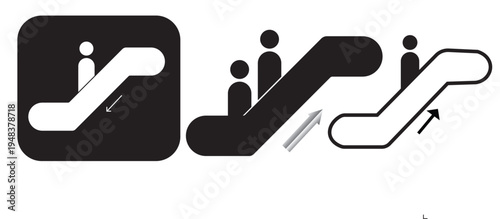 Escalator icon set. Graphic icon design template,Vector illustration,Escalator Down Icon In Different Style Vector, graphic vector icons collection, isolated on white background.