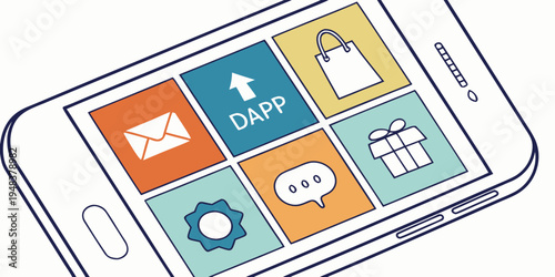 a smartphone with various app icons on the screen Vector