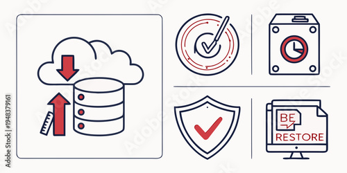 cloud backup and data storage security concept Vector