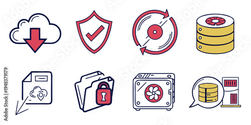 a collection of security and data icons Vector