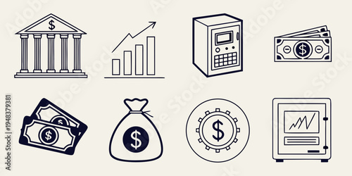 a collection of financial icons and symbols Vector
