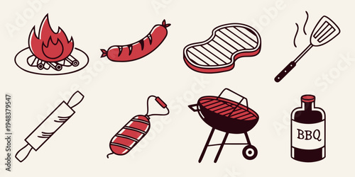 a collection of barbecue and grill icons Vector