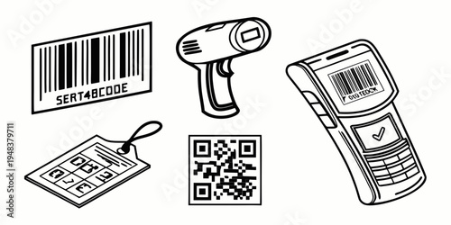 barcode scanner and various barcode types Vector