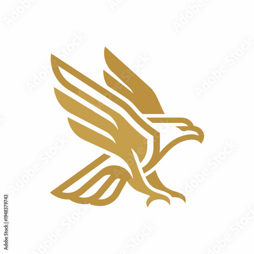 This elegant logo features a minimalist golden falcon, exuding a sense of freedom and strength, perfect for organizations that value ambition and high standards.