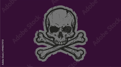 Skull and Crossbones Symbol on Dark Purple Background.