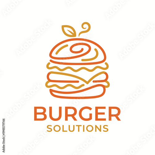 This image showcases a stylized burger logo complete with leaf accents, symbolizing freshness and a commitment to quality in the fast food and restaurant industry.