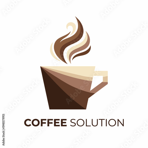 This modern coffee cup design showcases steam rising from a beautifully shaped cup, symbolizing warmth and comfort, perfect for coffee brands and cafes.