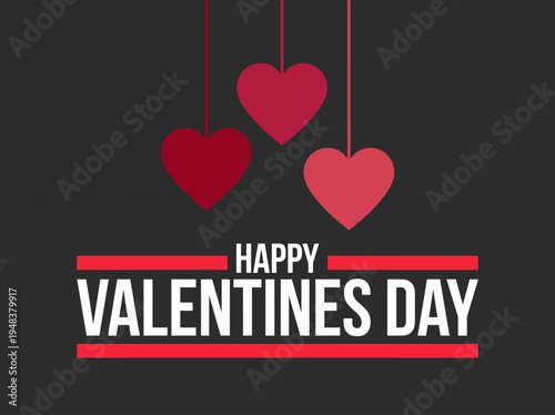 This beautiful Valentine's Day card features hanging hearts, symbolizing love and connection, making it perfect for greetings and promotions during the holiday.