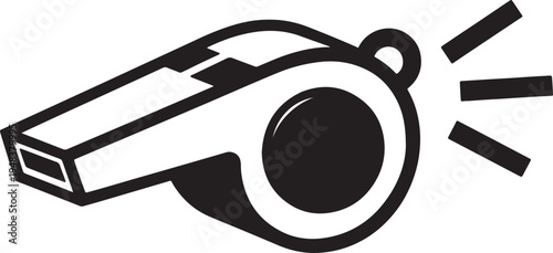Black and white of a sports whistle emitting sound waves also transparent background noise signal