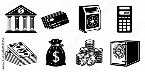 a collection of banking and financial icons Vector