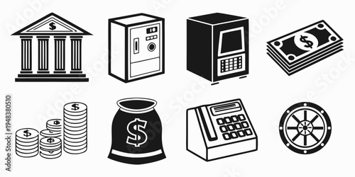 a collection of financial and banking related icons Vector