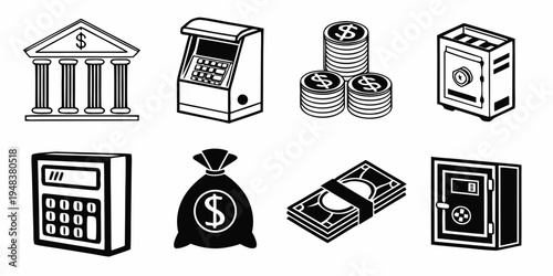 a collection of banking and financial icons Vector