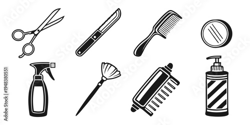 a set of hairdressing and barber tools Vector