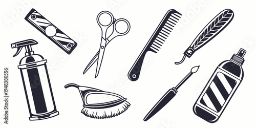 a collection of hairdressing tools and products Vector