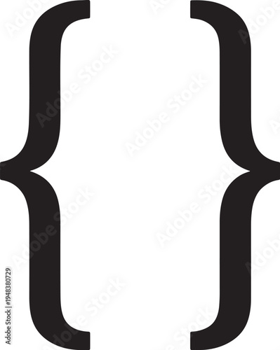 Black curly braces on a white background also transparent background brackets parentheses punctuation