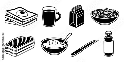 a collection of office and kitchen supplies Vector