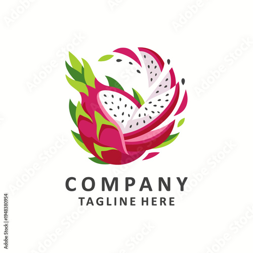 This colorful and dynamic logo showcases a dragon fruit design that symbolizes freshness, vitality, and a modern approach to branding for food and beverage companies.