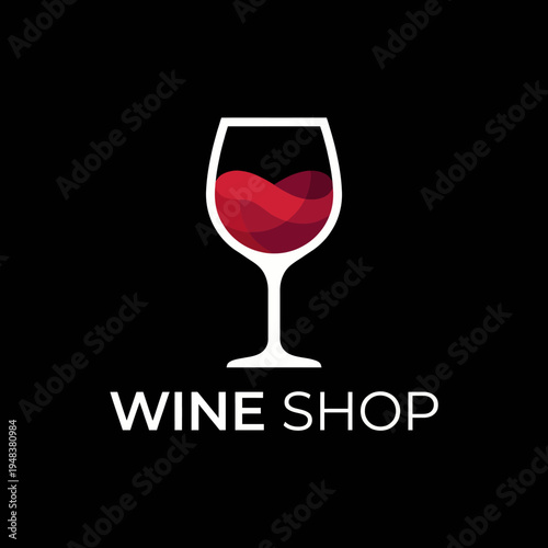 This minimalist wine shop logo features a sleek glass design, focusing on sophistication and simplicity, perfectly tailored for a modern retail experience in the wine industry.