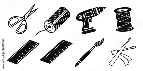 a collection of sewing and crafting tools Vector