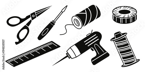 a collection of tools for crafting and diy projects Vector