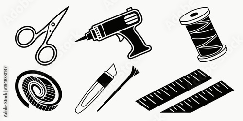 a collection of sewing and crafting tools Vector