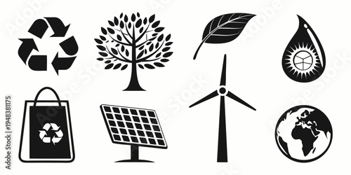 eco friendly icons for sustainable living Vector