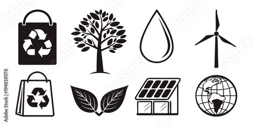 eco friendly icons for sustainable living Vector