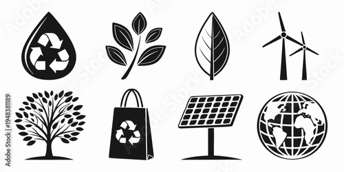 eco friendly icons for sustainable living and conservation Vector
