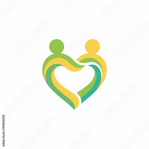 Two abstract human figures intertwined in a heart shape symbolize love and connection, emphasizing the importance of relationships and emotional well-being in society.