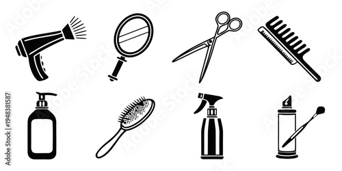 a collection of hairdressing tools and cosmetics Vector
