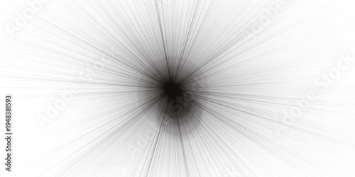 Abstract black radial speed lines zoom effect texture on white background